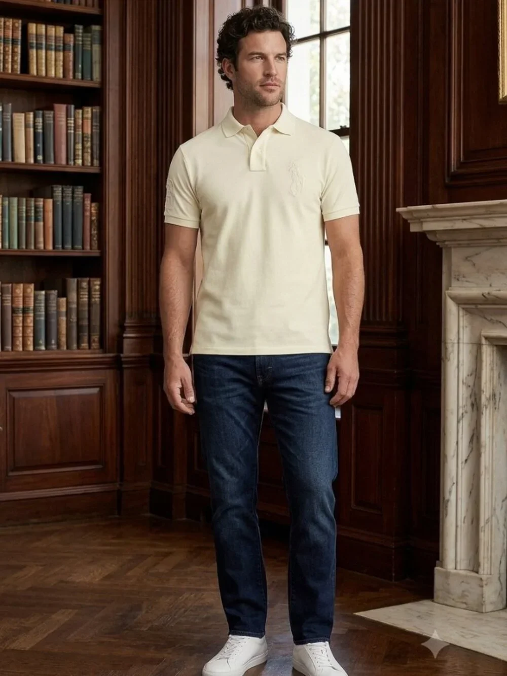 NWT Polo Ralph Lauren Men's Big Pony Polo Sz XL Nevis Ivory Tonal